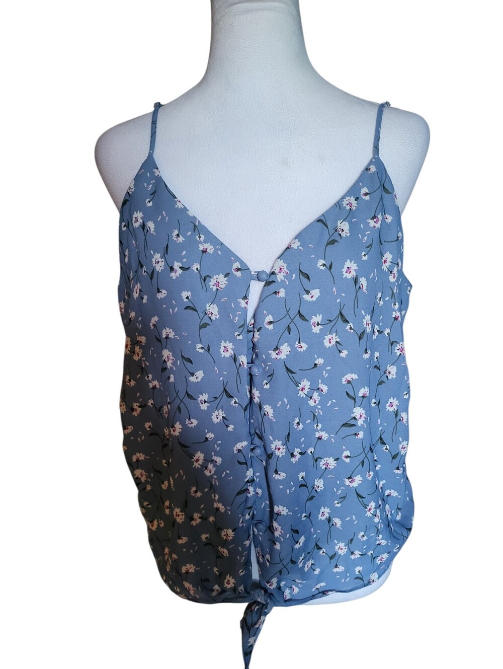 Sienna Sky Floral Spaghetti Strap Cami Top Blue sz L